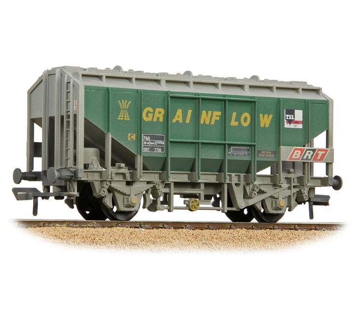 Bachmann 33-132B 35 Ton PAA Bulk Grain Wagon 'Grainflow' Green & Grey No. BRT 7781 - Weathered