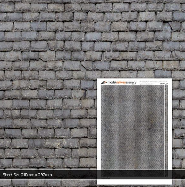TX014 OO/HO Weathered Slate Roofing Texture Paper (x5)