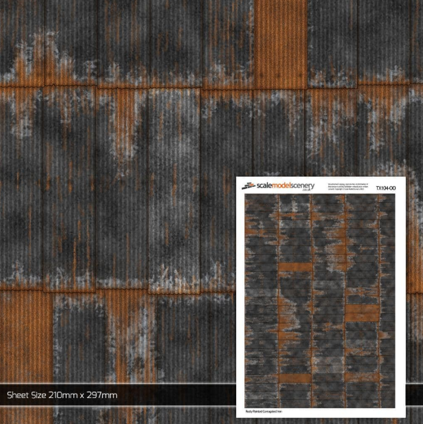 TX104 Rusty Black Painted & Weathered Corrugated Iron Texture