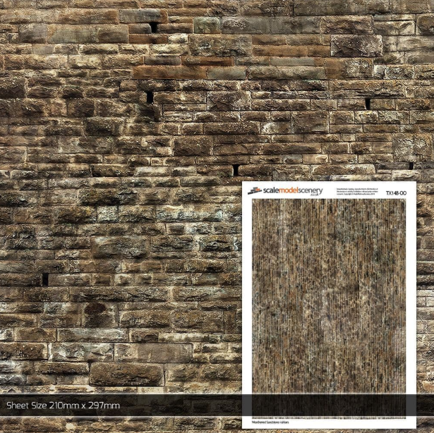TX148 OO/HO Weathered Sandstone Ashlars Texture Paper (x5)