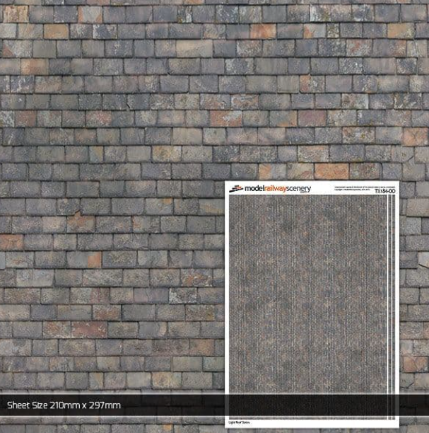 TX184 OO/HO Mixed Grey Roof Slates Texture Paper (x5)