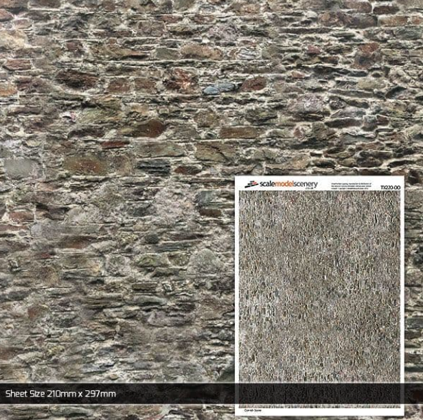 TX220 OO/HO Old Stone Wall Texture Paper (x5)