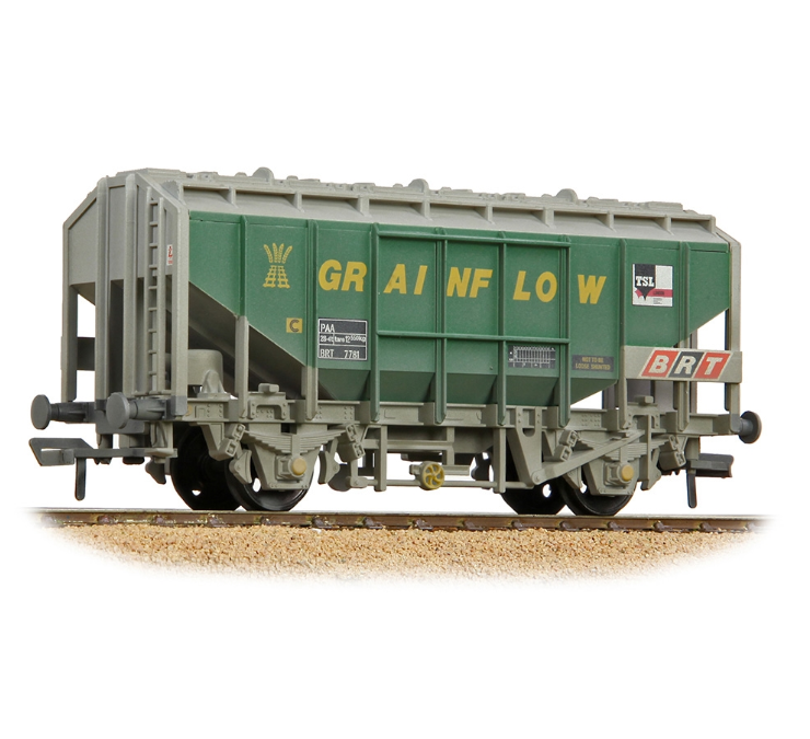 Bachmann 33-132B 35 Ton PAA Bulk Grain Wagon 'Grainflow' Green & Grey No. BRT 7781 - Weathered
