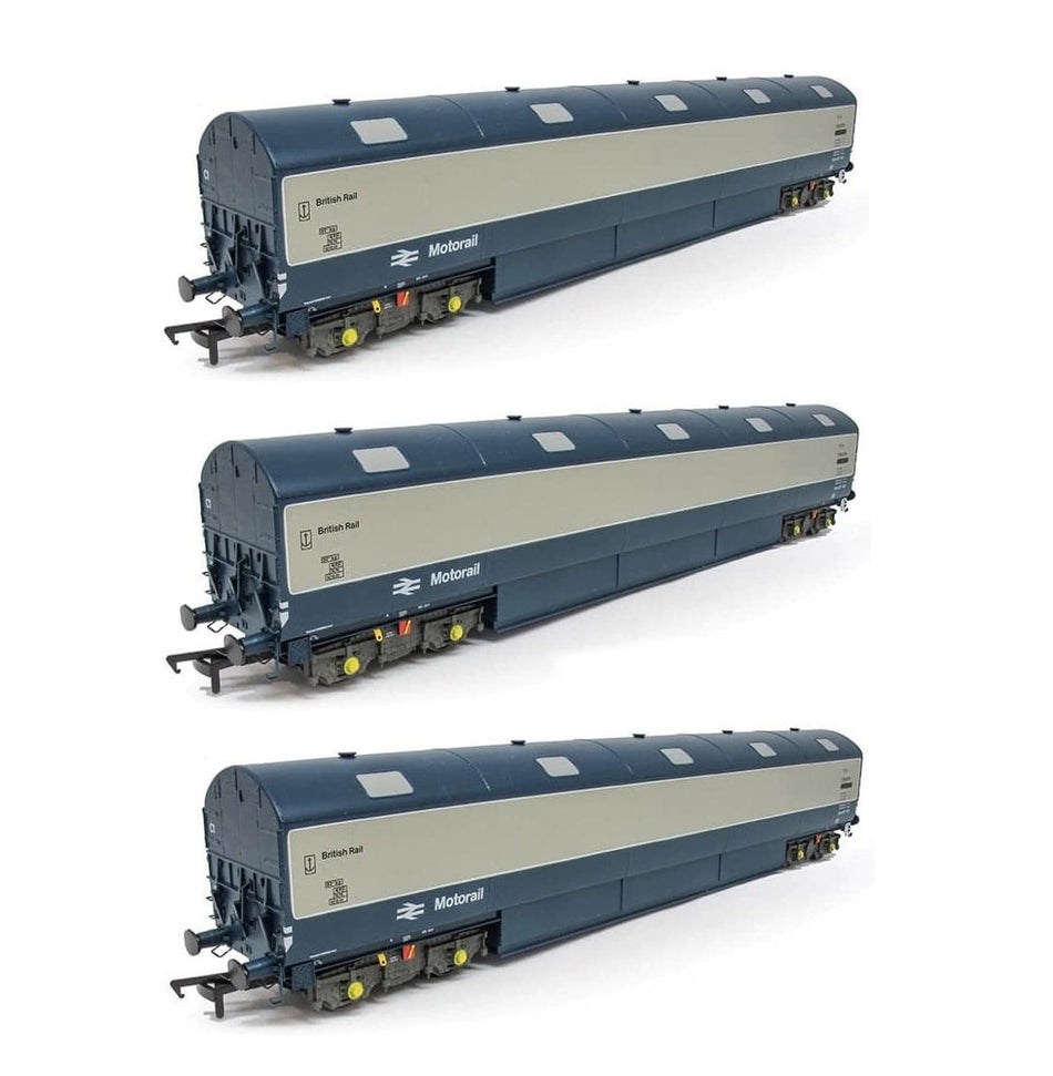 Heljan HN 9625  OO Scale NVV CAR CARRIER SET BR BLUE/GREY E96288/289/293E WEATHERED