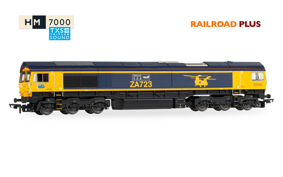 R30429TXS RailRoad Plus: Class 66 - GBRf - 66723 'Chinook' (DCC Sound Fitted)